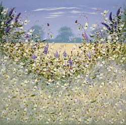 Wildflower Fields by Mary Shaw - Original Painting on Board sized 36x36 inches. Available from Whitewall Galleries